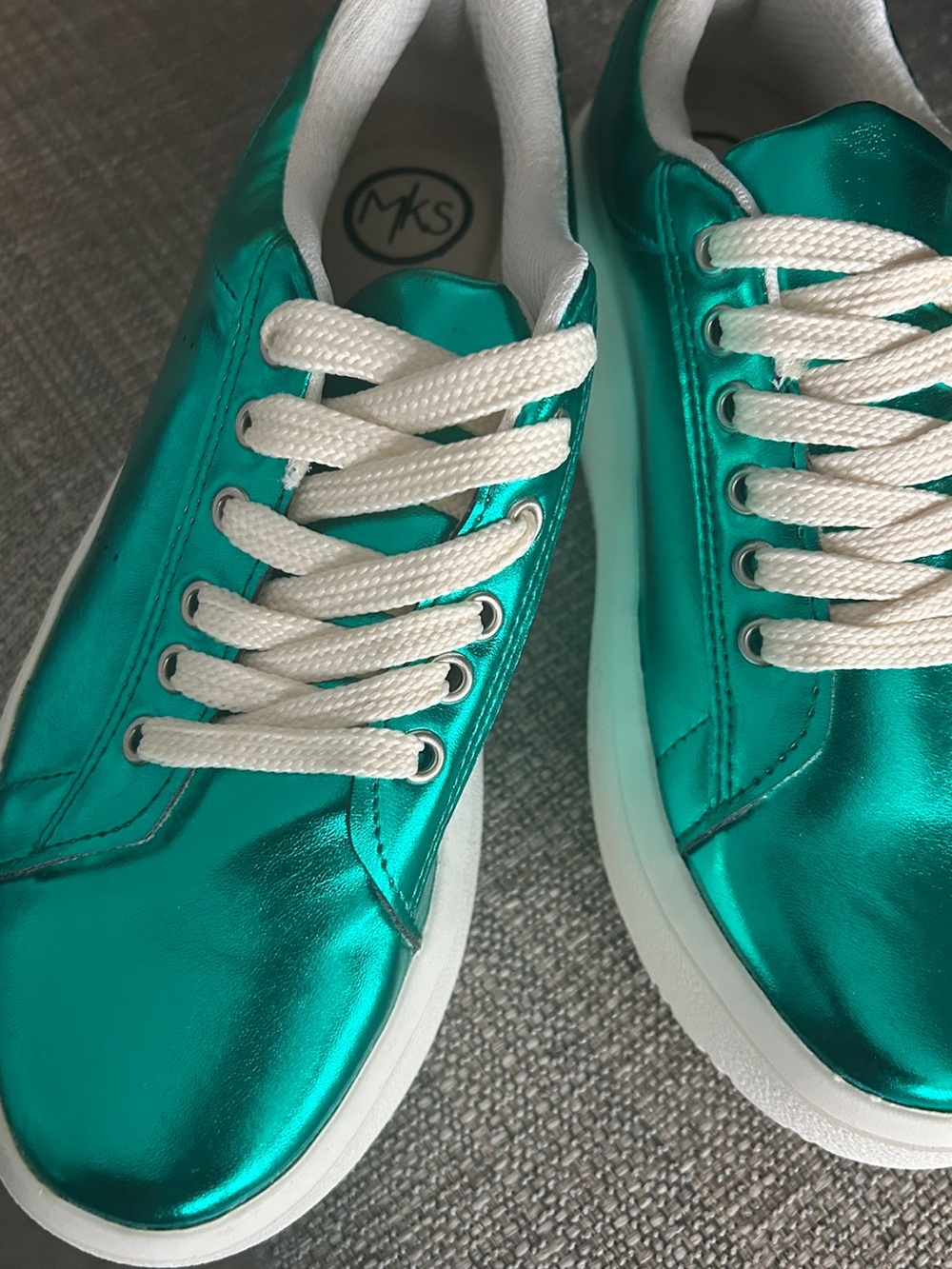 MKS Women’s Metallic Green Sneakers - Casual Lace-Up